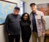 Webb visits with Shemekia Copeland and John Hahn after a fall 2019 recording session.